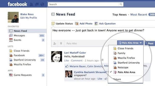 Facebook friend categories
