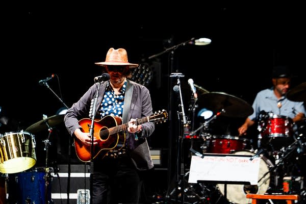 Bon Dylan performing at Eaux Claires Festival at Carson Park in Eau Claire, Wisconsin, on Friday, July 24, 2026.
