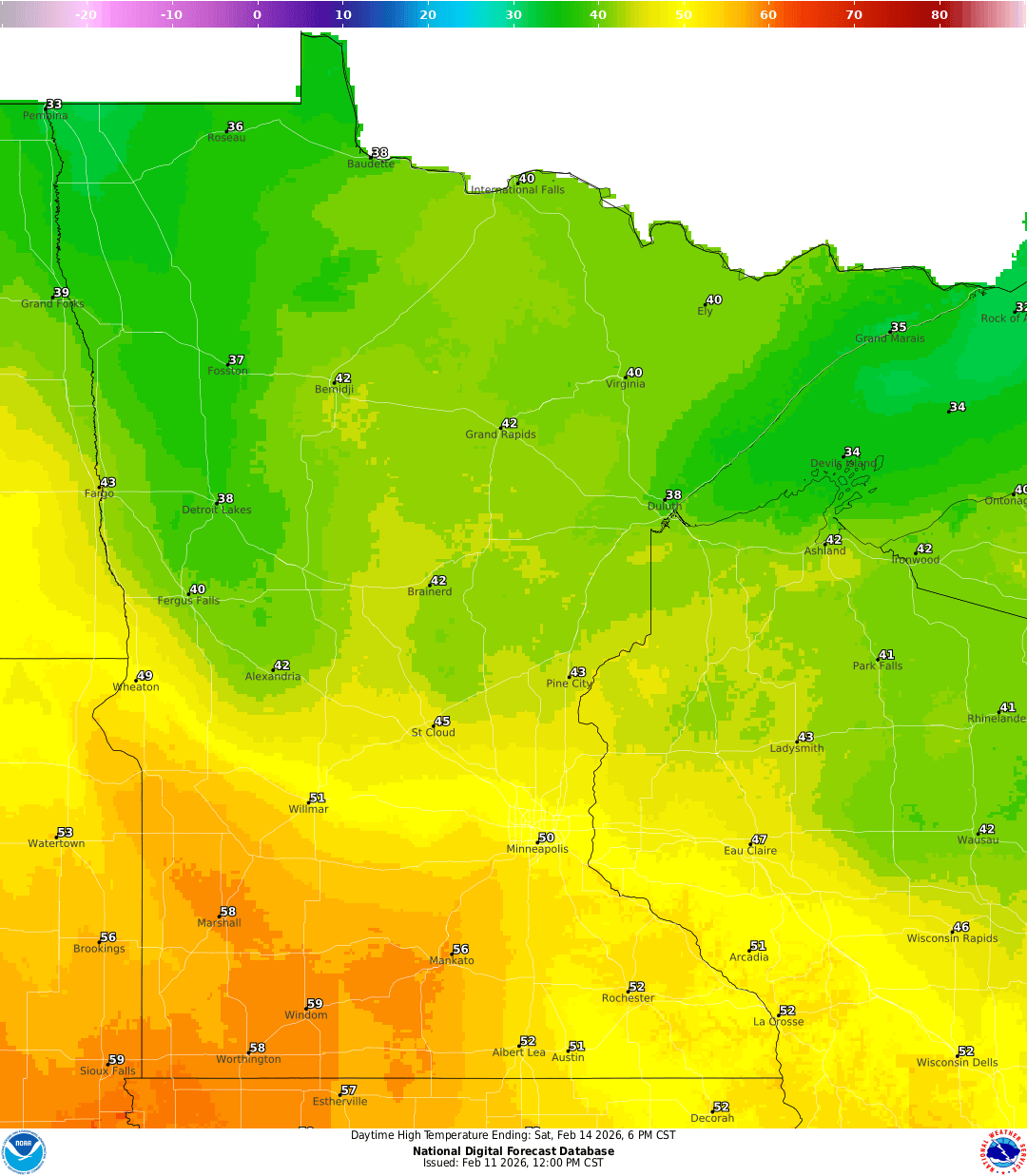 Highs on Saturday