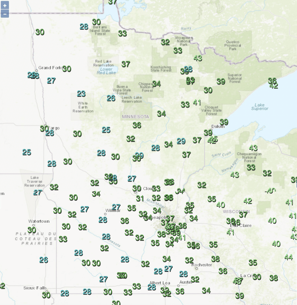 MN lows TUE