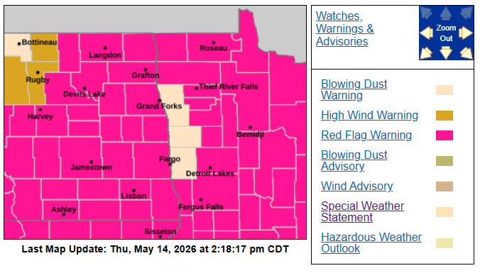 Blowing dust warning