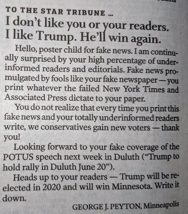 George has a problem with the Strib