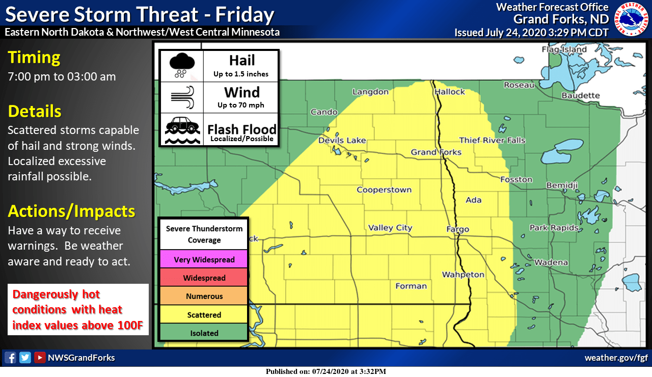 Severe weather risk areas