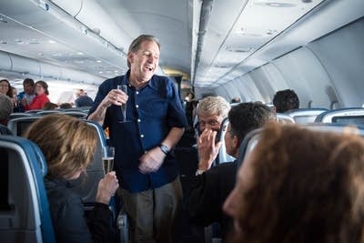 Champagne toasts as the orchestra headed to Cuba.