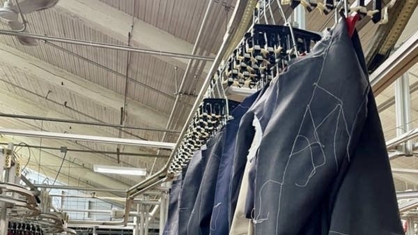 The fabric conveyor system at the Joseph Abboud suit factory in New Bedford, Massachusetts.