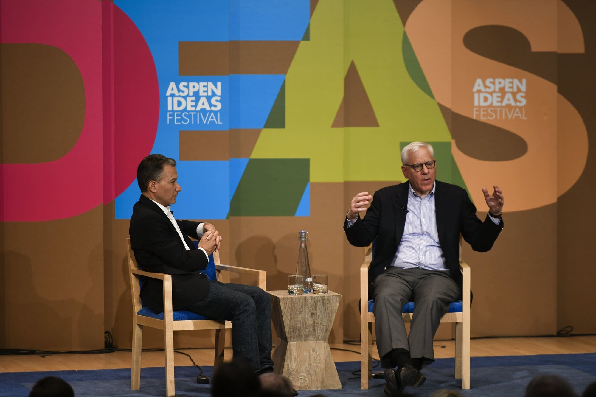Jeffrey Rosen and David Rubinstein at the 2018 Aspen Ideas Festival.