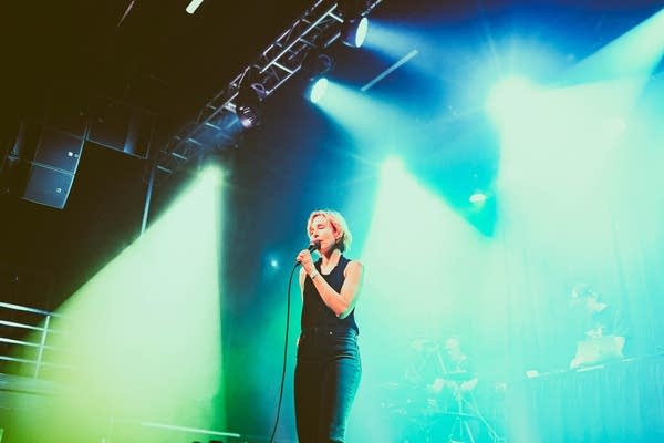Woman performing on stage