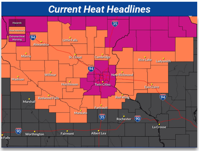 Twin Cities extreme heat warning