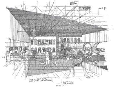 A sketch from a 1972 city proposal for Lake-Nicollet Development District.