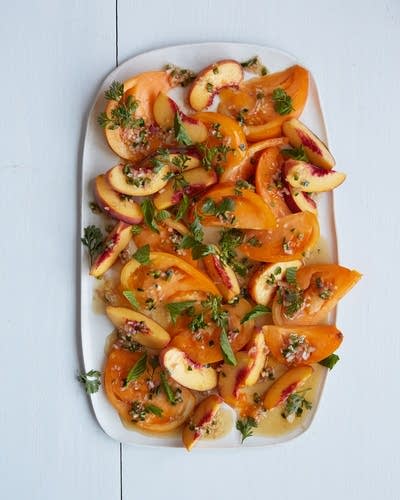 Tomato-Peach Salad with Lime-Ginger Dressing