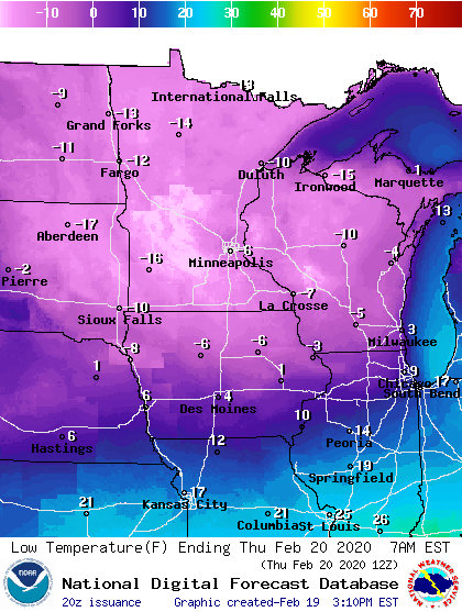 Wind chill temperatures Wednesday afternoon
