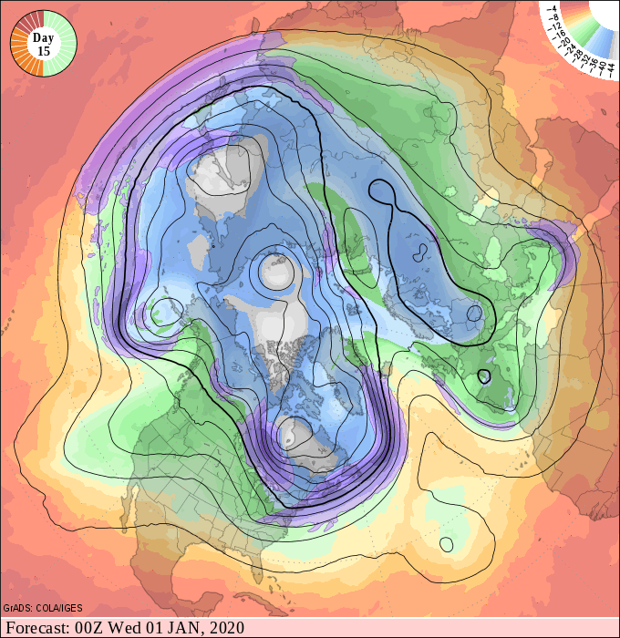 NOAA upper air forecast map for 6 pm December 31
