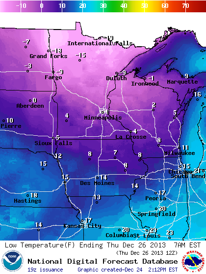 lows on Thursday morning