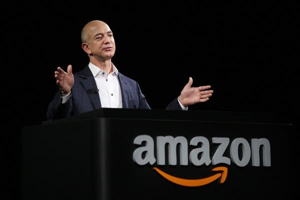 Amazon CEO Jeff Bezos at a press conference on Sept. 6, 2012, in Santa Monica, California.   