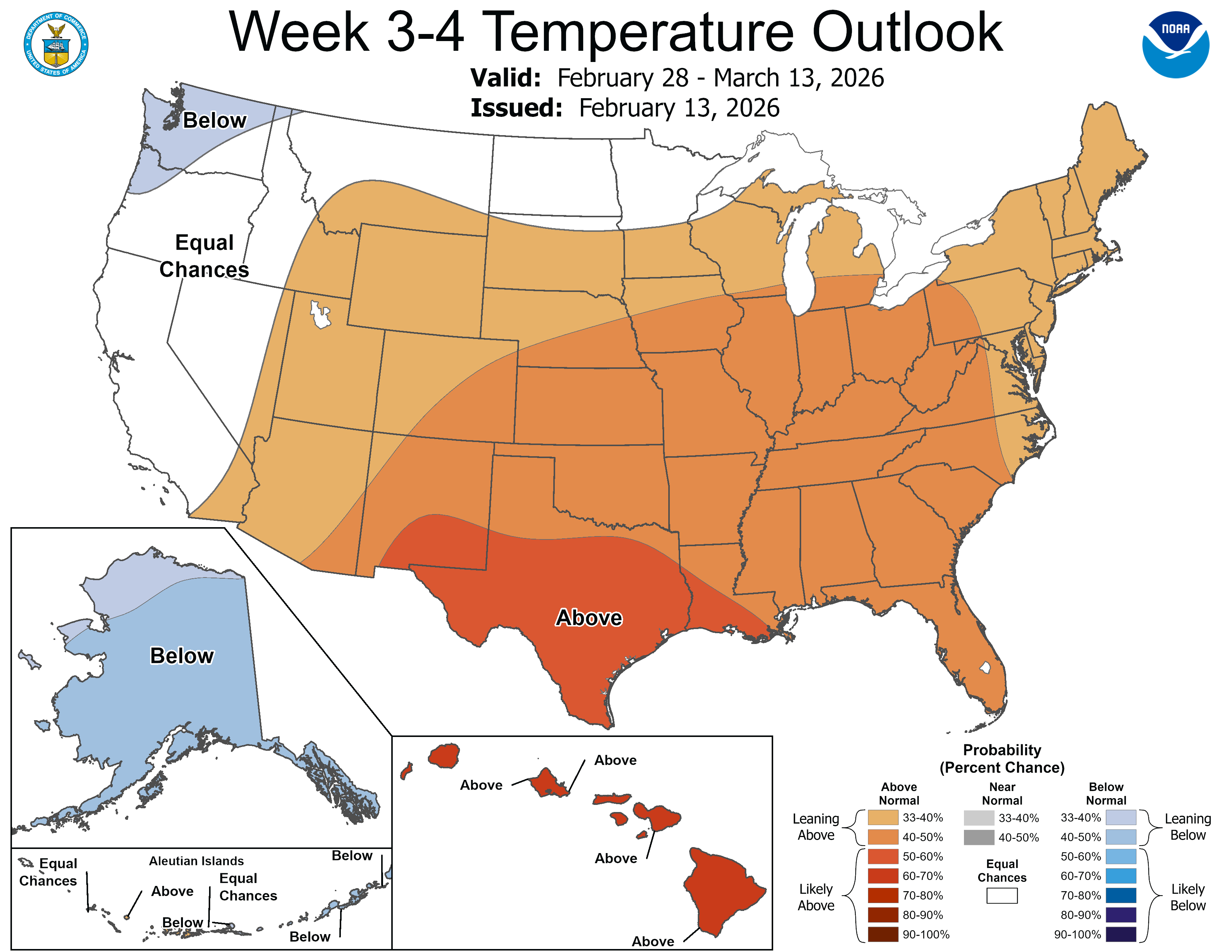 NOAA week 3 and 4 temperature outlook