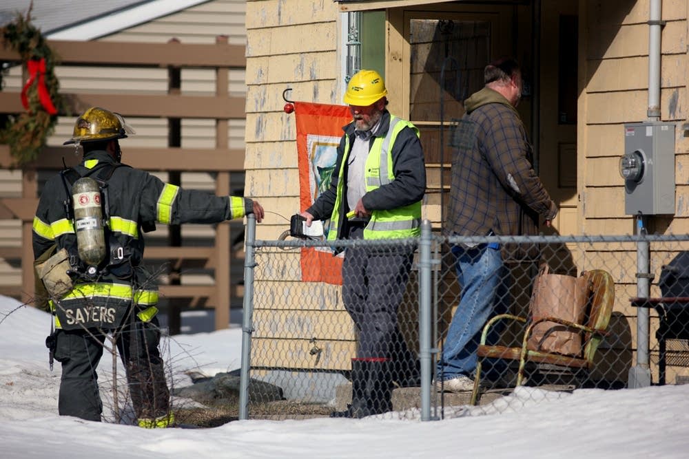 Workers check for leaks