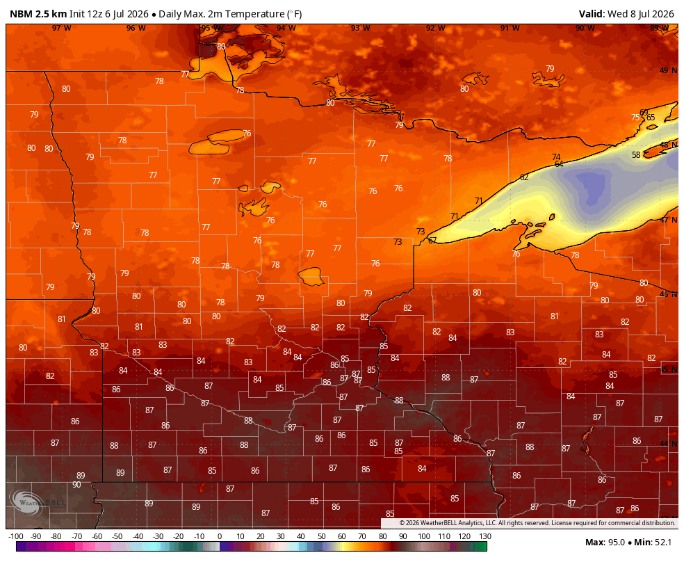 Highs Tuesday