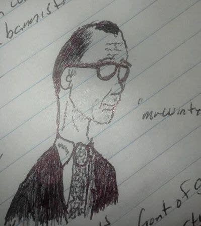 The sketch artist in the jury box