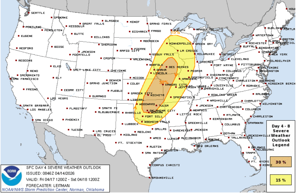 Severe weather risk areas