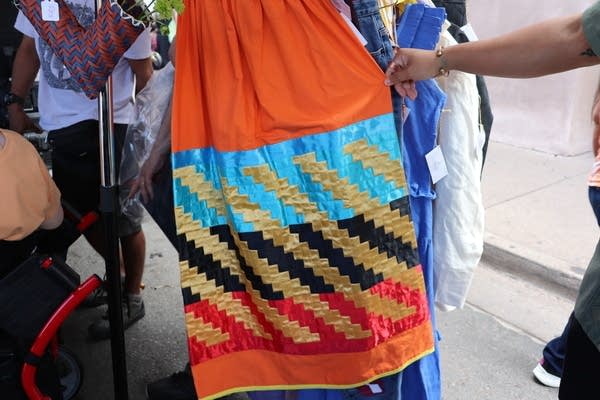 Orange skirt.