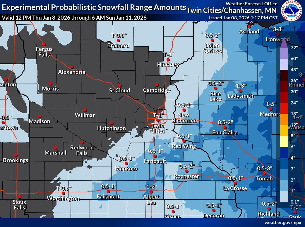 Rain changes to sloppy snow Thursday night from the Twin Cities south and east
