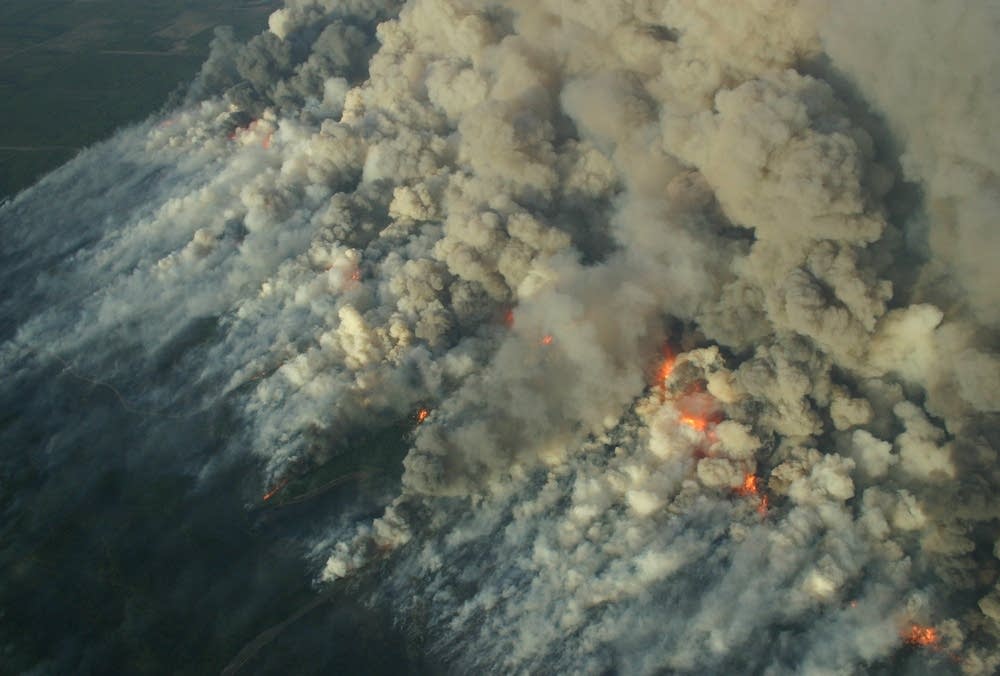 A smoky wildfire in northwestern Wisconsin