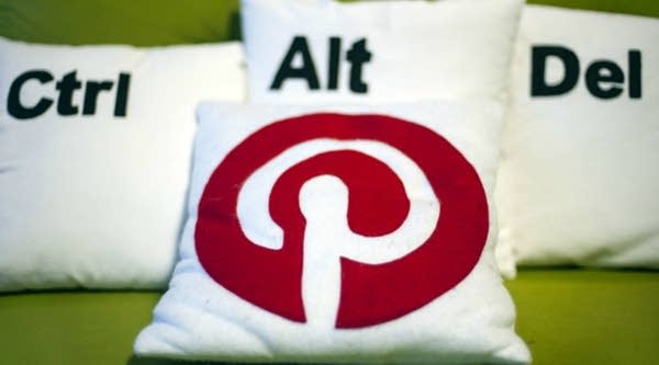Decorative pillows set the scene at a Pinterest media event at the company's corporate headquarters office in San Francisco, California. 