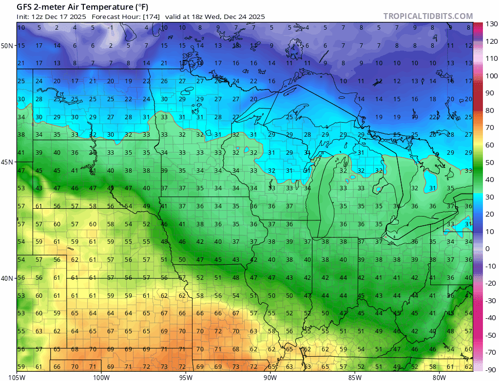 NOAA GFS temperature output