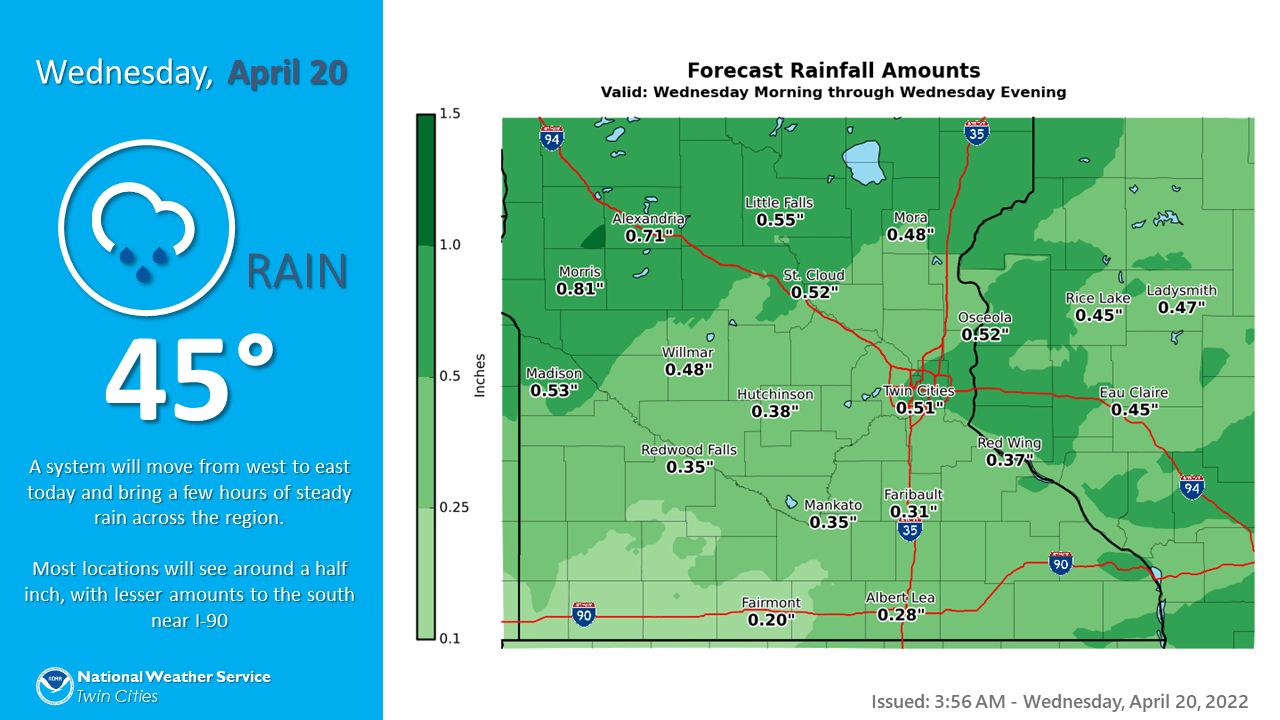 A wet Wednesday; snow north