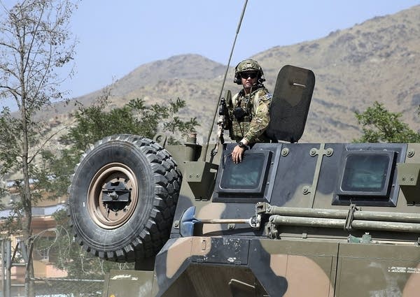 NATO soldier keeps watch