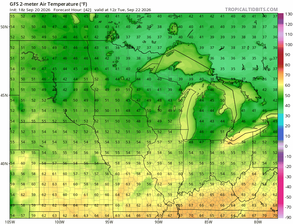 Temperatures Tuesday through Thursday