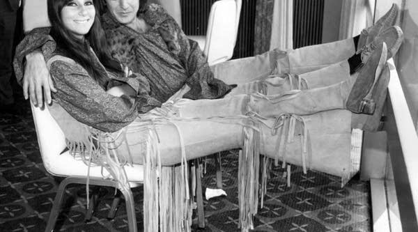 American hit singing duo Sonny and Cher at a promotional event in 1965.