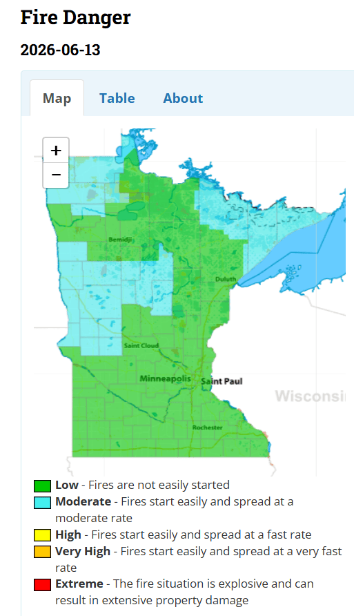 Fire danger map-June 13