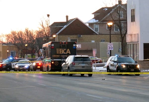 The scene of a shooting on East Seventh Street in St. Paul