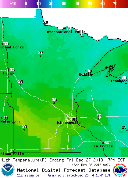Friday's high temperatures