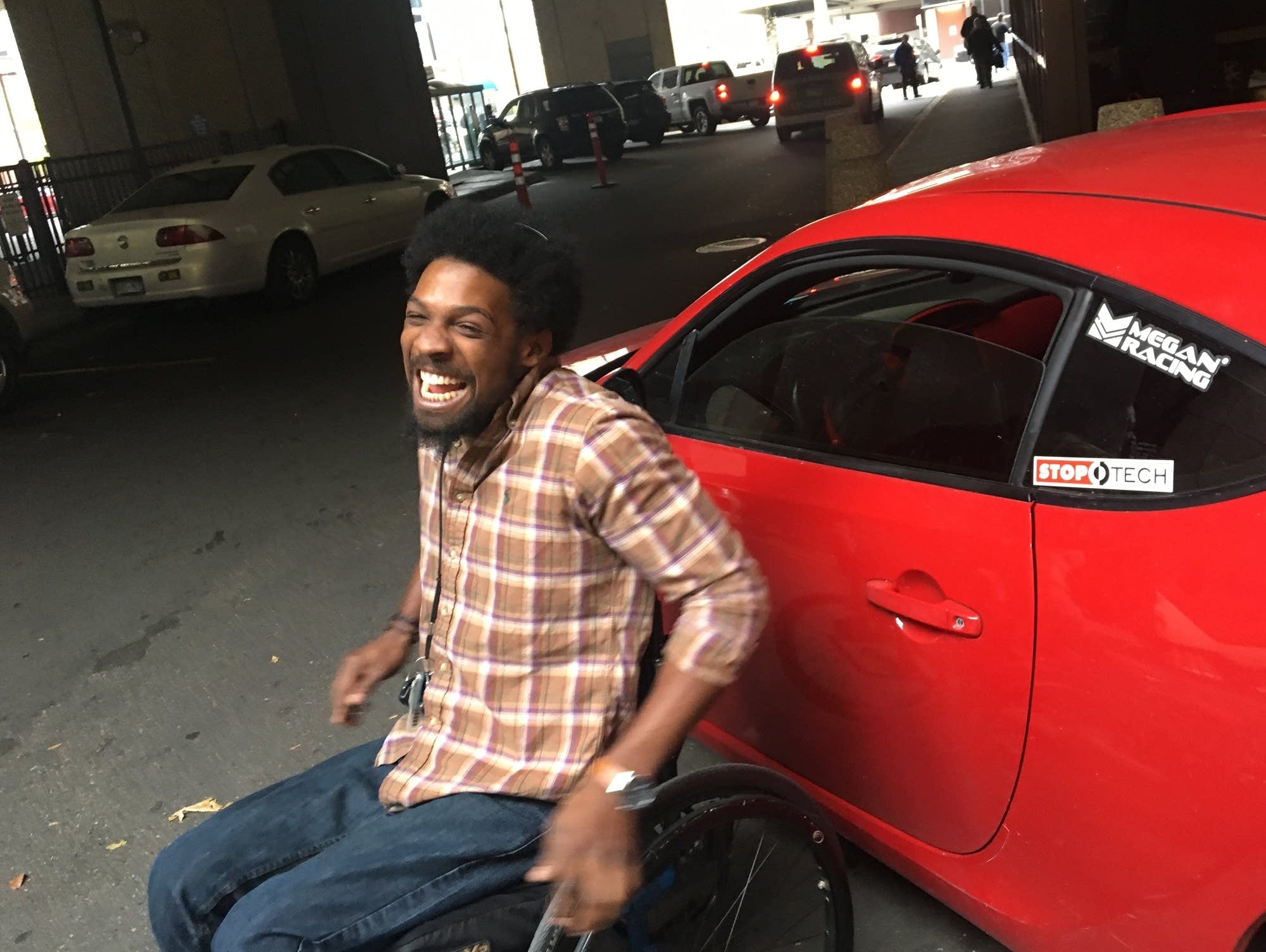 D'Andre Alexander prepares to drive away after a check-in visit at HCMC.
