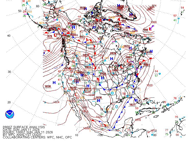 Surface analysis Sunday 3 a.m. 