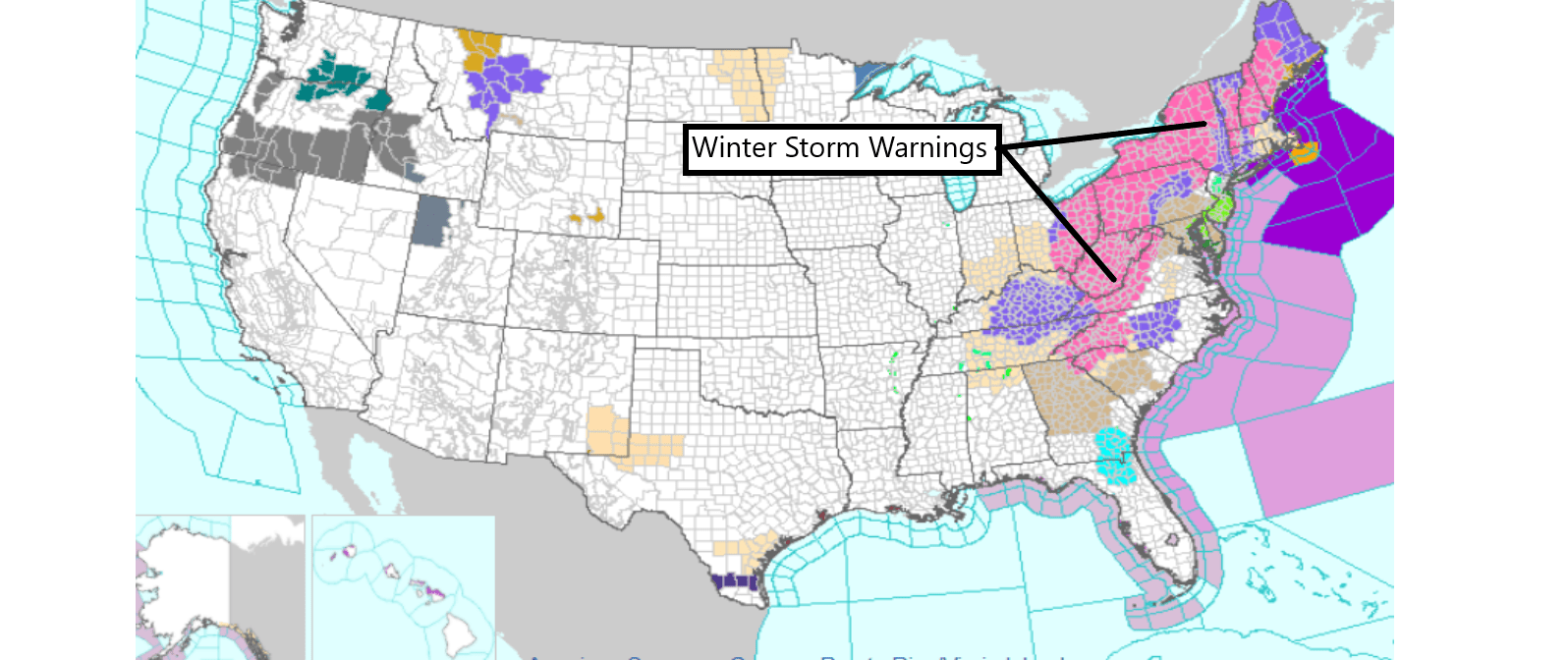 Winter storm warnings Monday