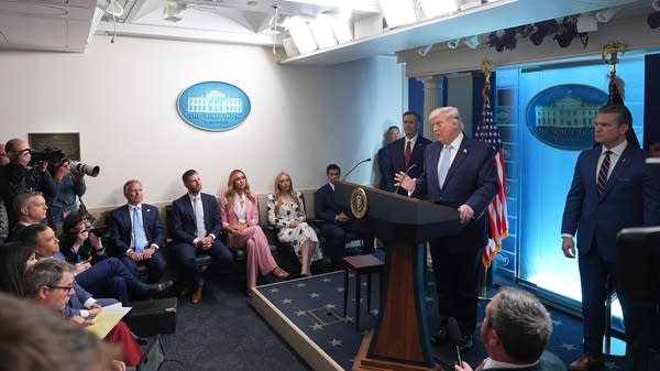 Trump holds a press conference after profanity-laced post on Iran