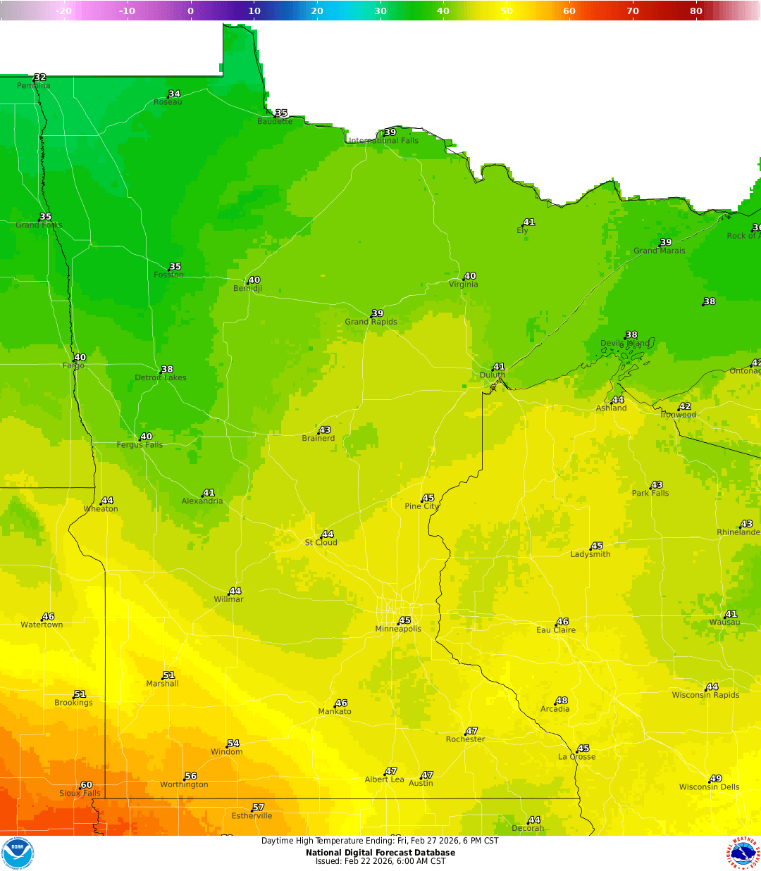 Highs for Friday