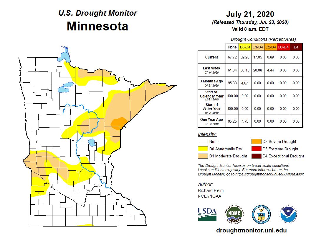 U.S. Drought Monitor for Minnesota