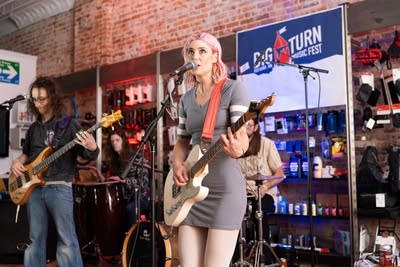 Band performing in store