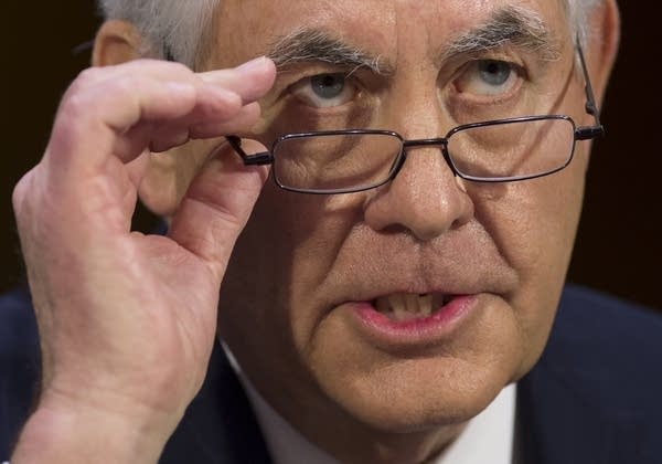 Tillerson testifies during his confirmation hearing for Sec. of State.