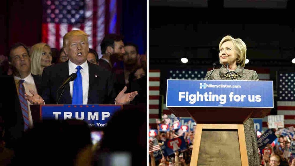 Donald Trump and Hillary Clinton speak.
