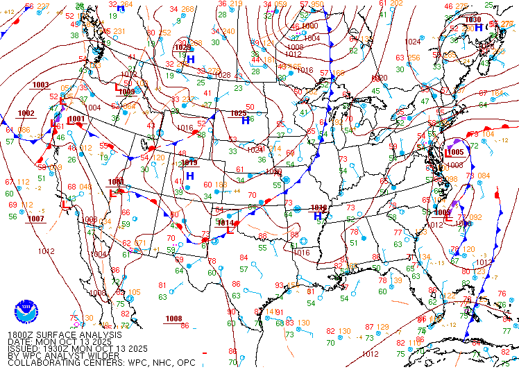 Surface analysis Monday night
