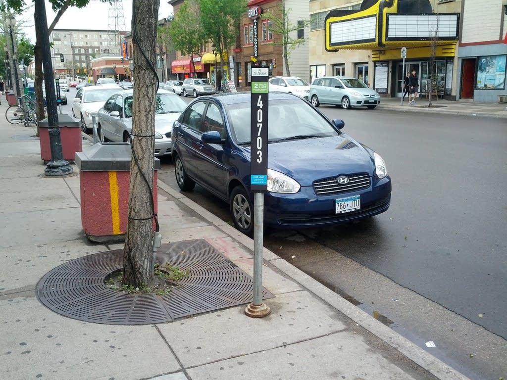 Signs for multi-space parking meters in Minneapolis.