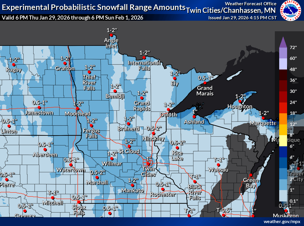 Snowfall projection for Minnesota